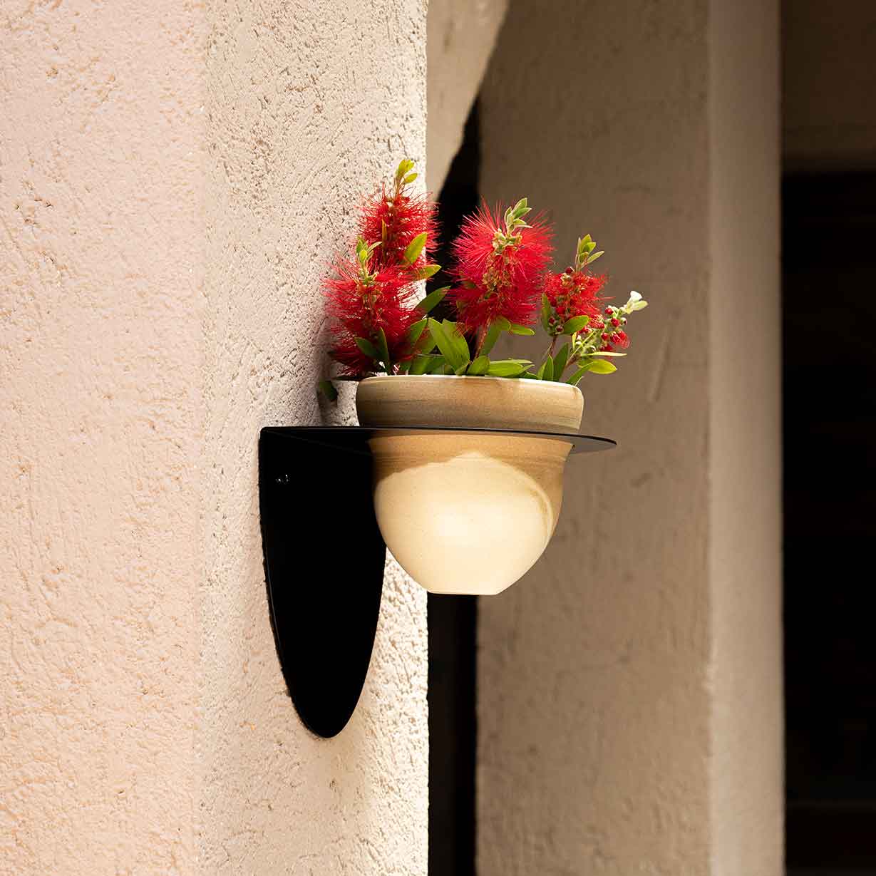 Soporte macetas pared metálico para plantas flotantes, macetero negro