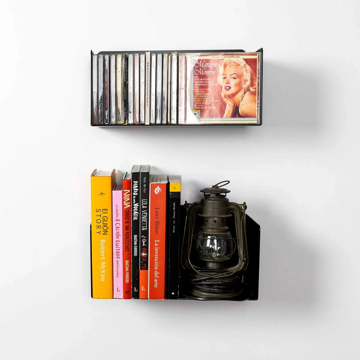 estantes flotantes negros para libros en pared, solución moderna y minimalista de almacenaje, acero, 30cm