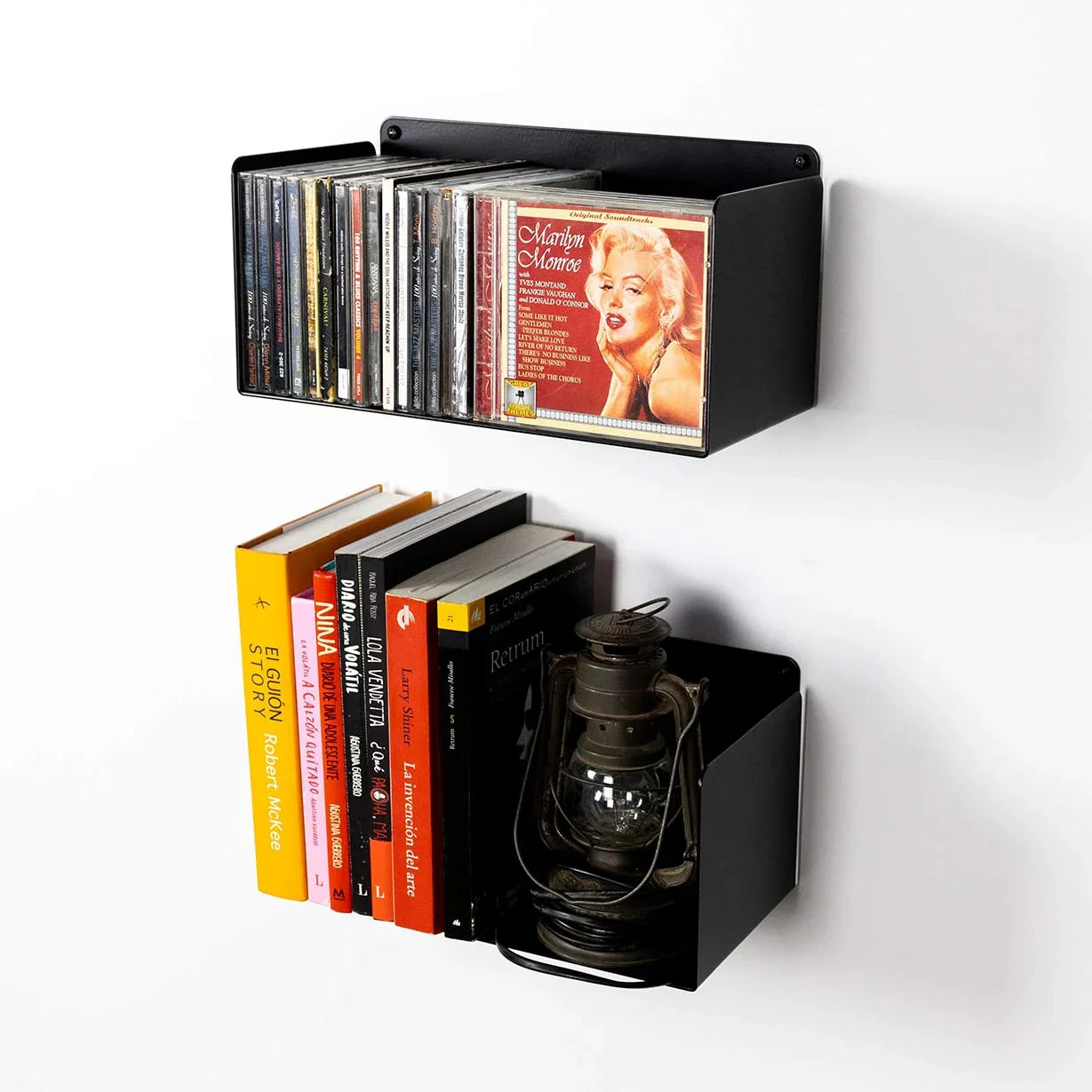 estantes flotantes negros de pared con libros, baldas modernas para organizar libros, acero, 30cm