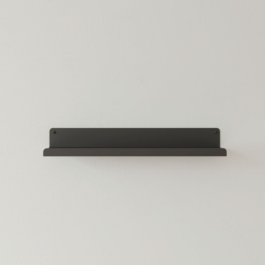 Balda flotante negra de metal para cuadros y vinilos, diseño moderno y minimalista