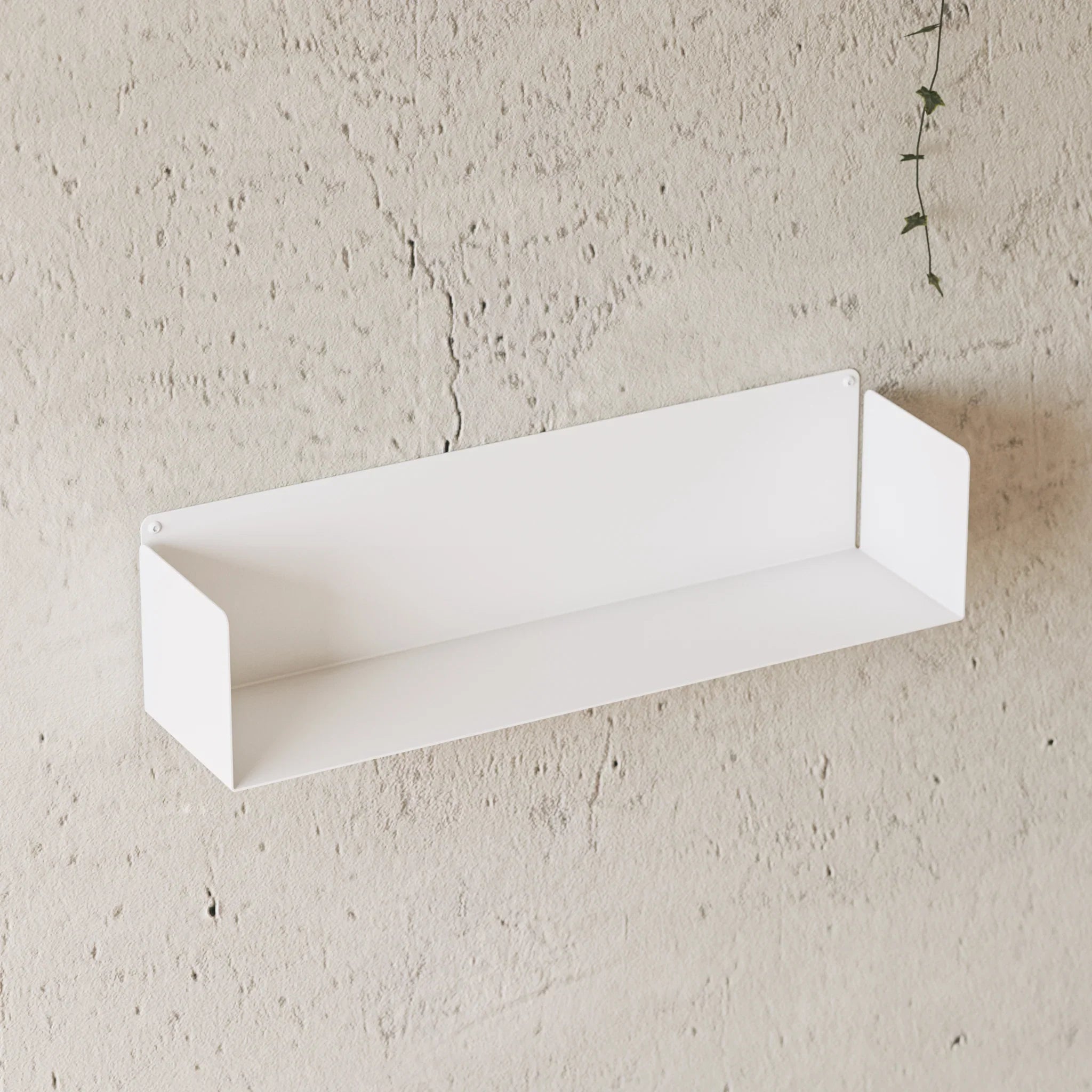 Balda metálica flotante pared blanca acero
