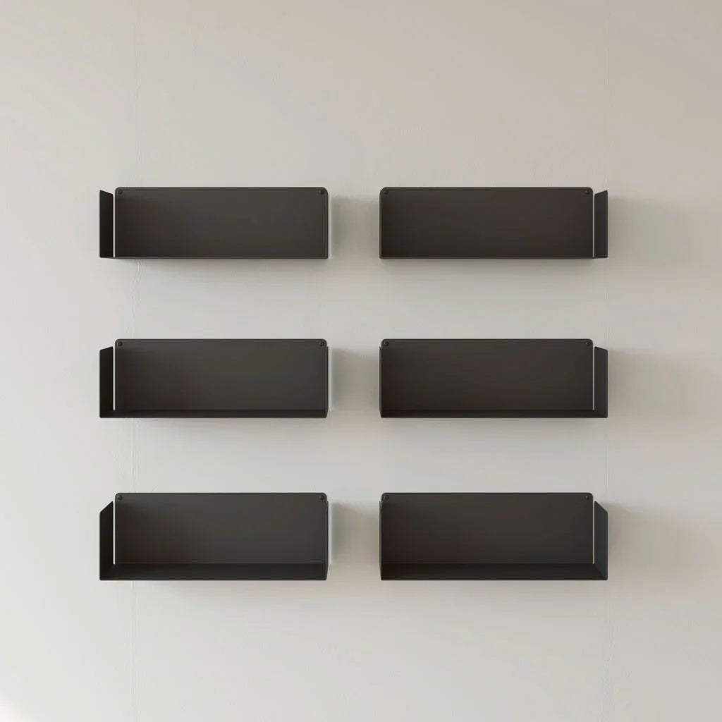 Baldas para libros colgantes de metal negro