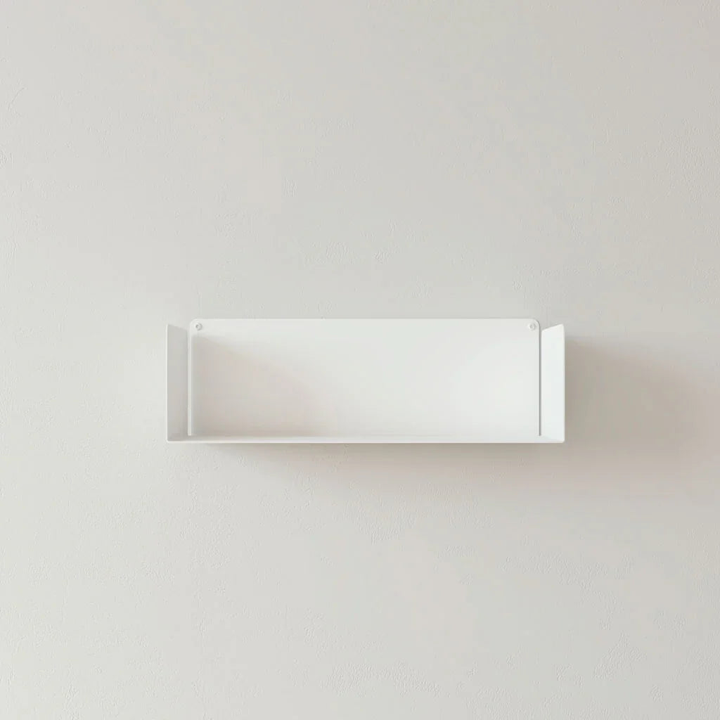 Estante flotante de metal para pared, acero blanco, 45cm, libros o cocina