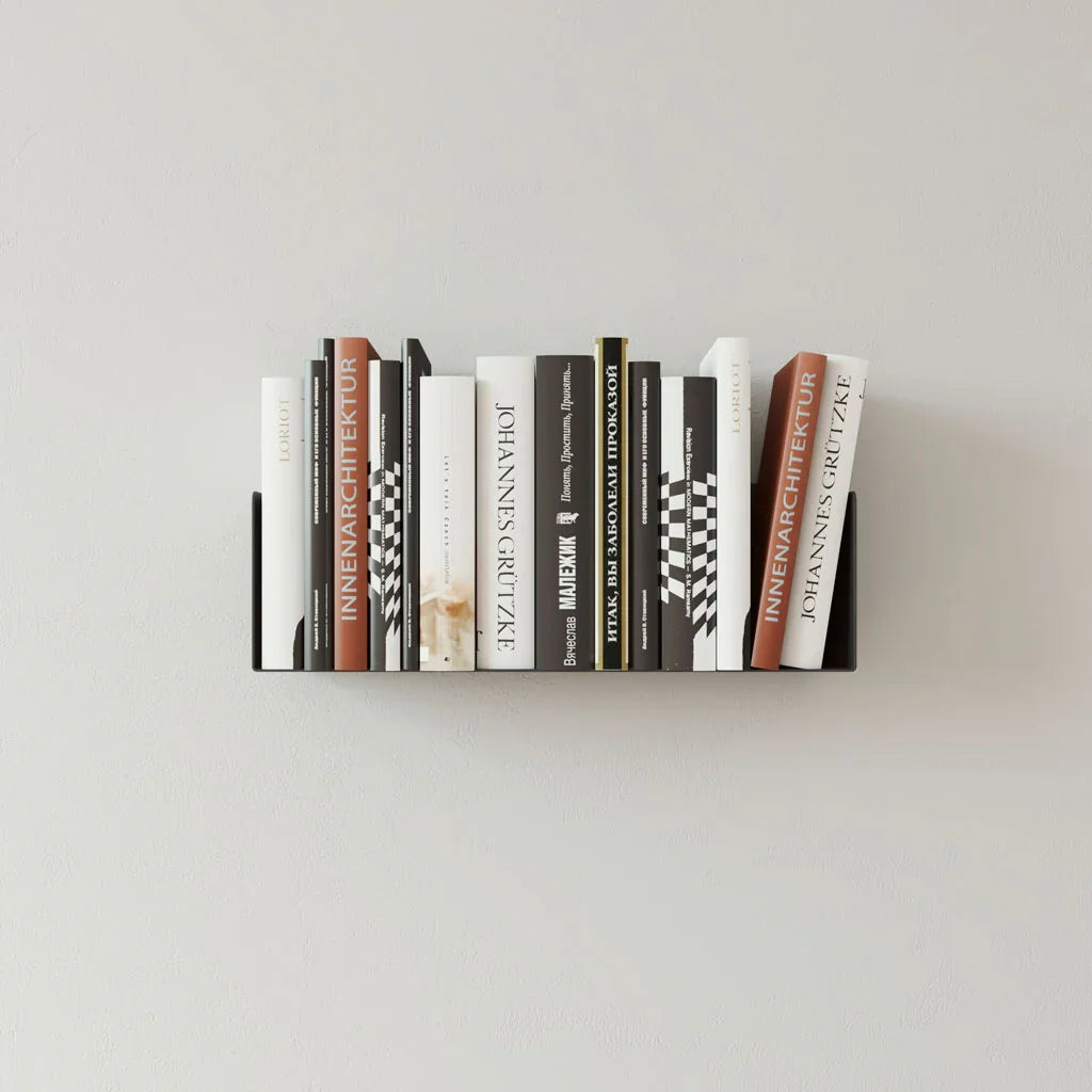 Estante para libros metálico de pared, acero negro, 45cm