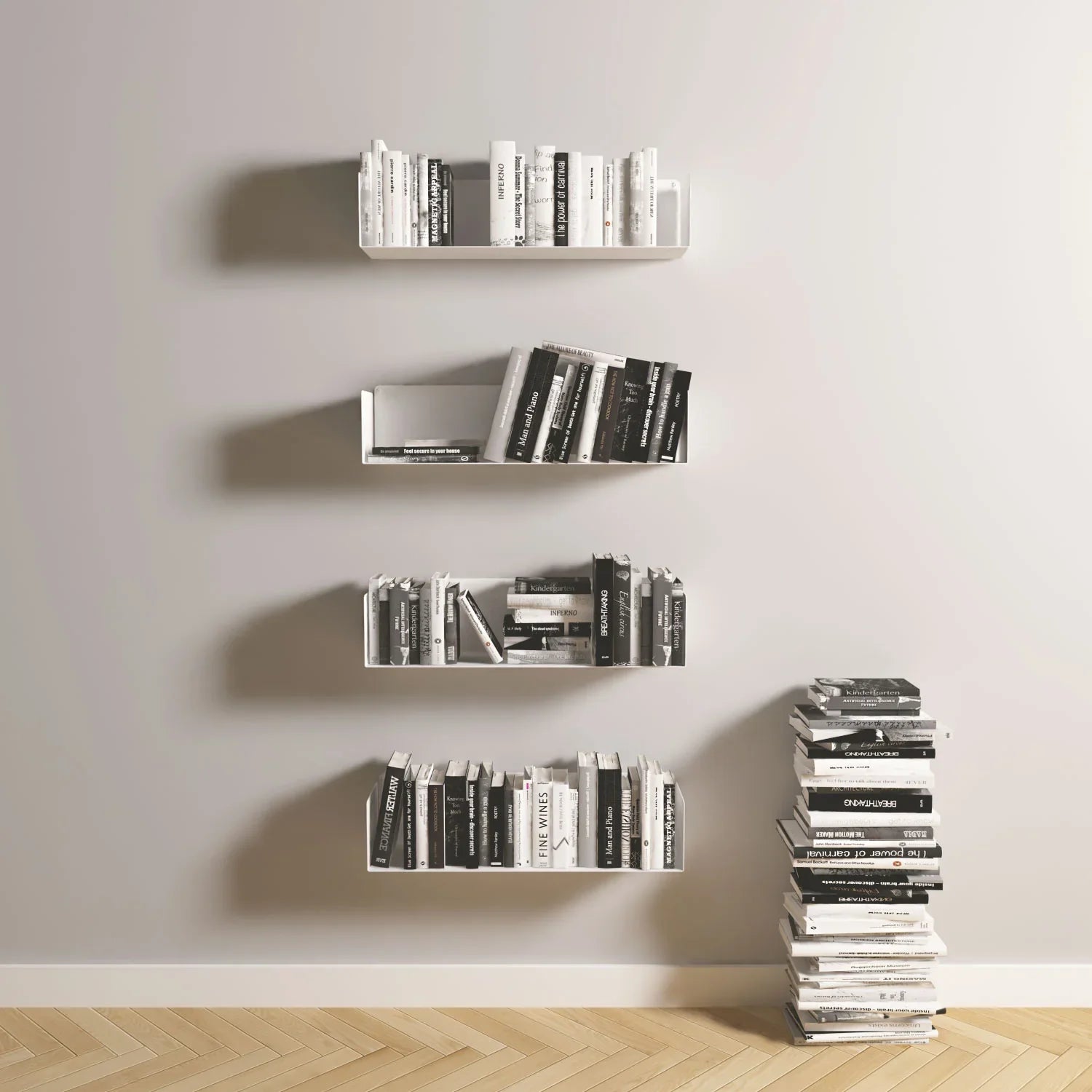 Estanterías flotantes para libros de metal Alysa 60cm blancas