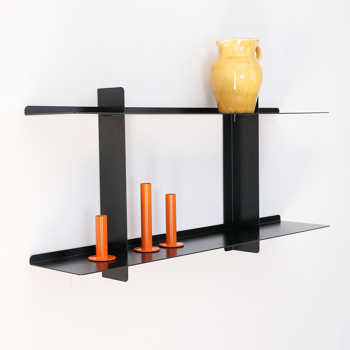 Estantería de diseño modular metálica para pared, acero negro, Kion Home