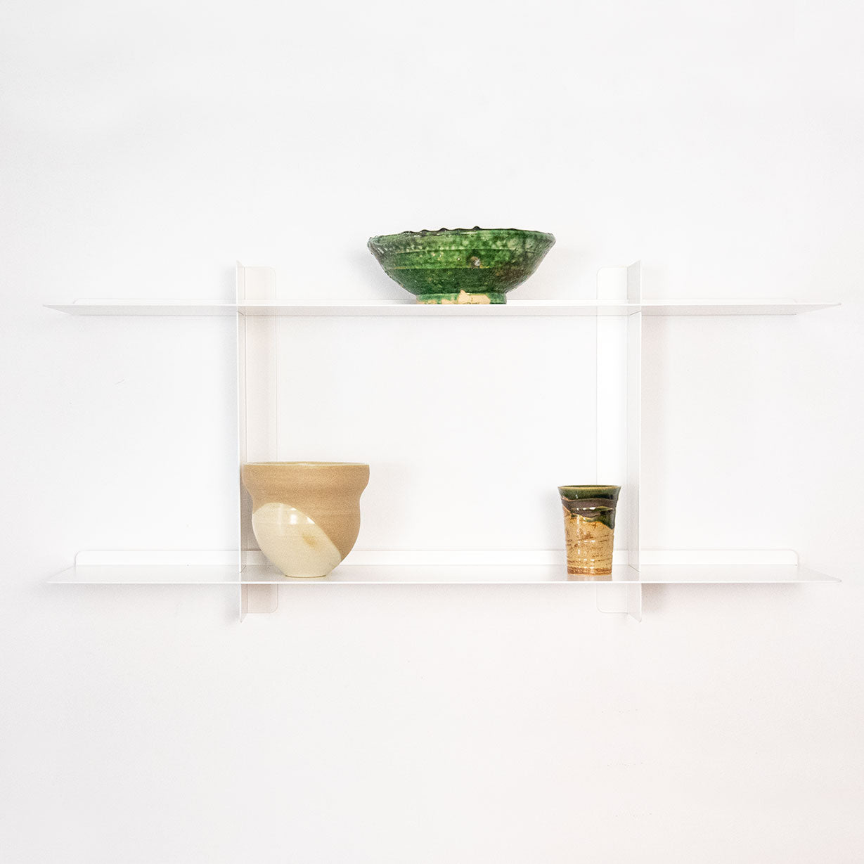 Estantería flotante SAMBA blanca 2 baldas 90cm, acero, diseño minimalista