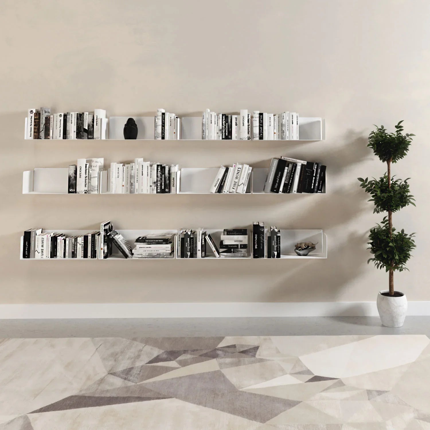 Estanterías librería flotante para pared en metal blanco 45cm