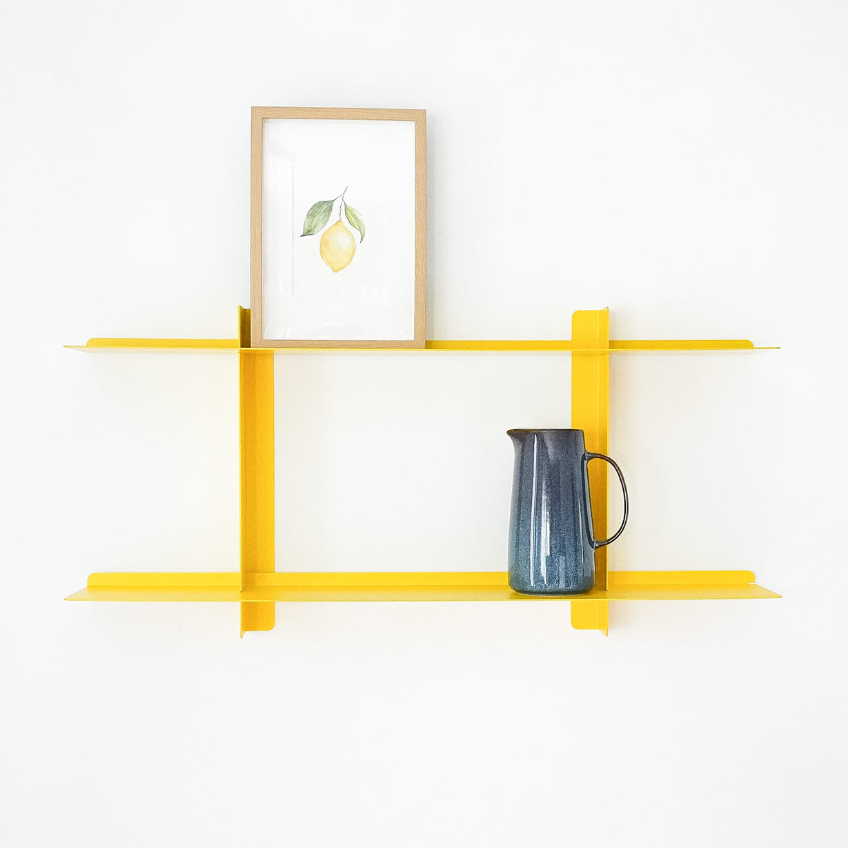 Estante modular de pared SAMBA color amarillo, 2 baldas desplazables, metal 90cm, decoración moderna