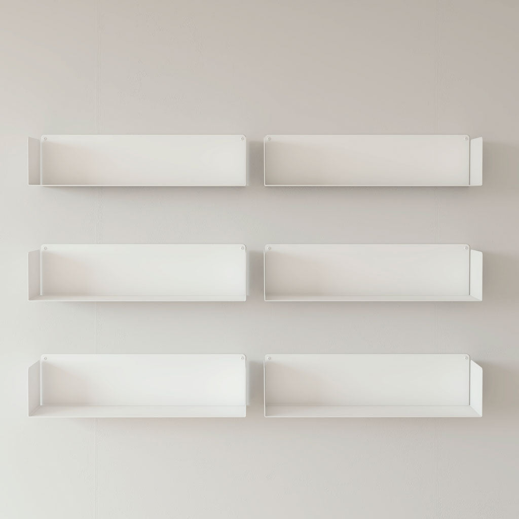 Estantes flotantes metálicos blancos para pared, diseño moderno de Kion Home
