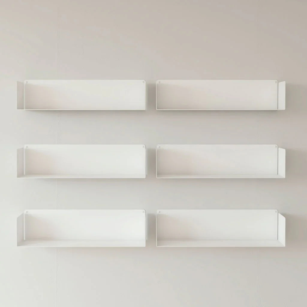 Estantes flotantes metálicos blancos para pared, diseño moderno de Kion Home