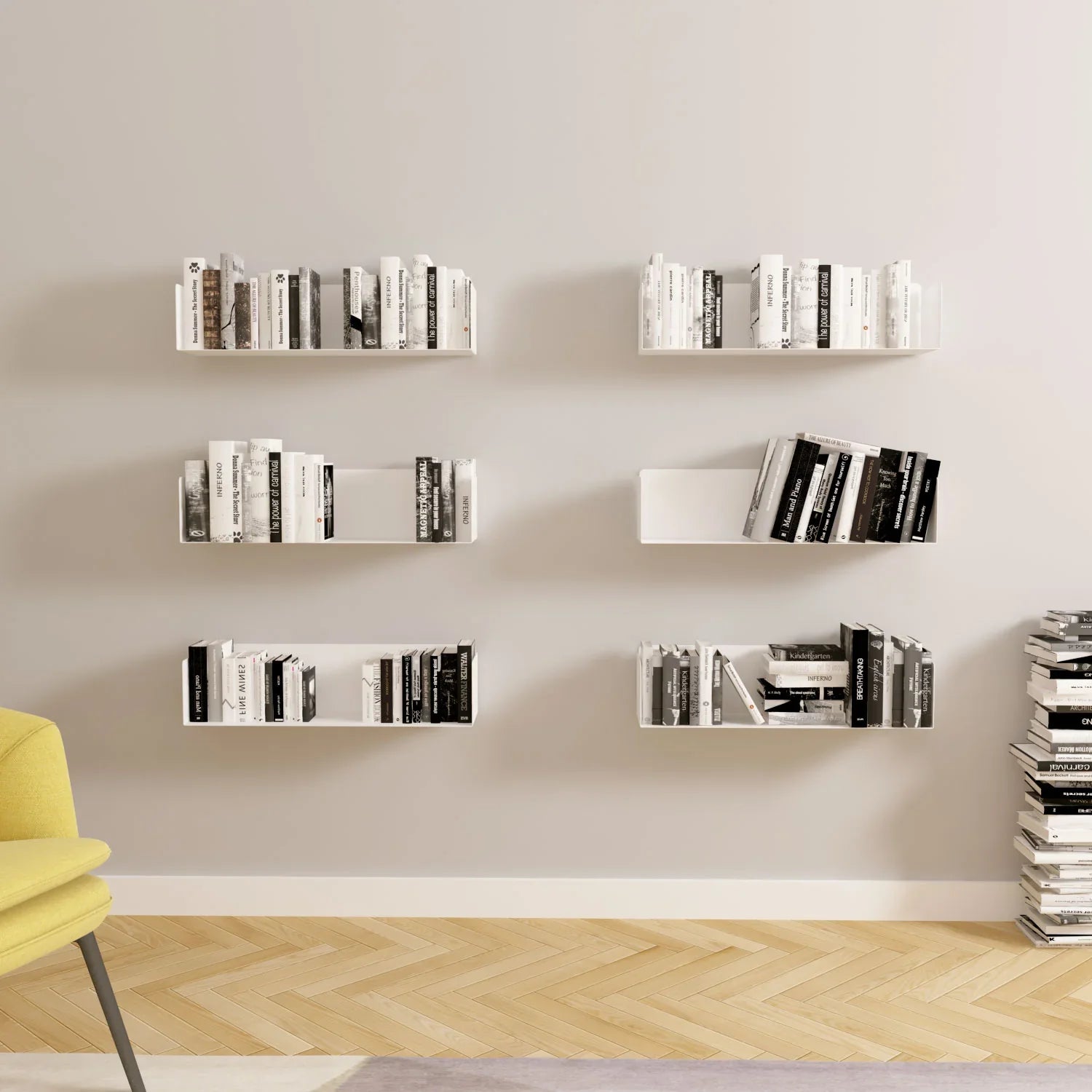 Estantes para libros de pared metal blanco