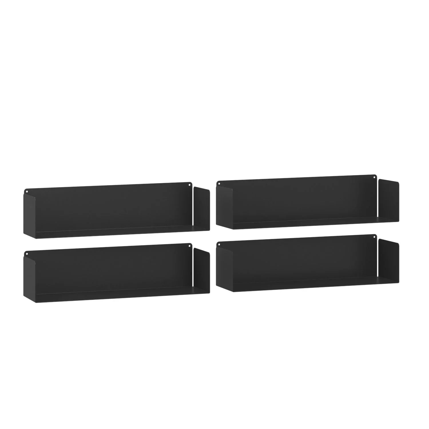 Juego de 4 estantes metálicos de pared negro mate de acero resistente para libros, cocina o decoración