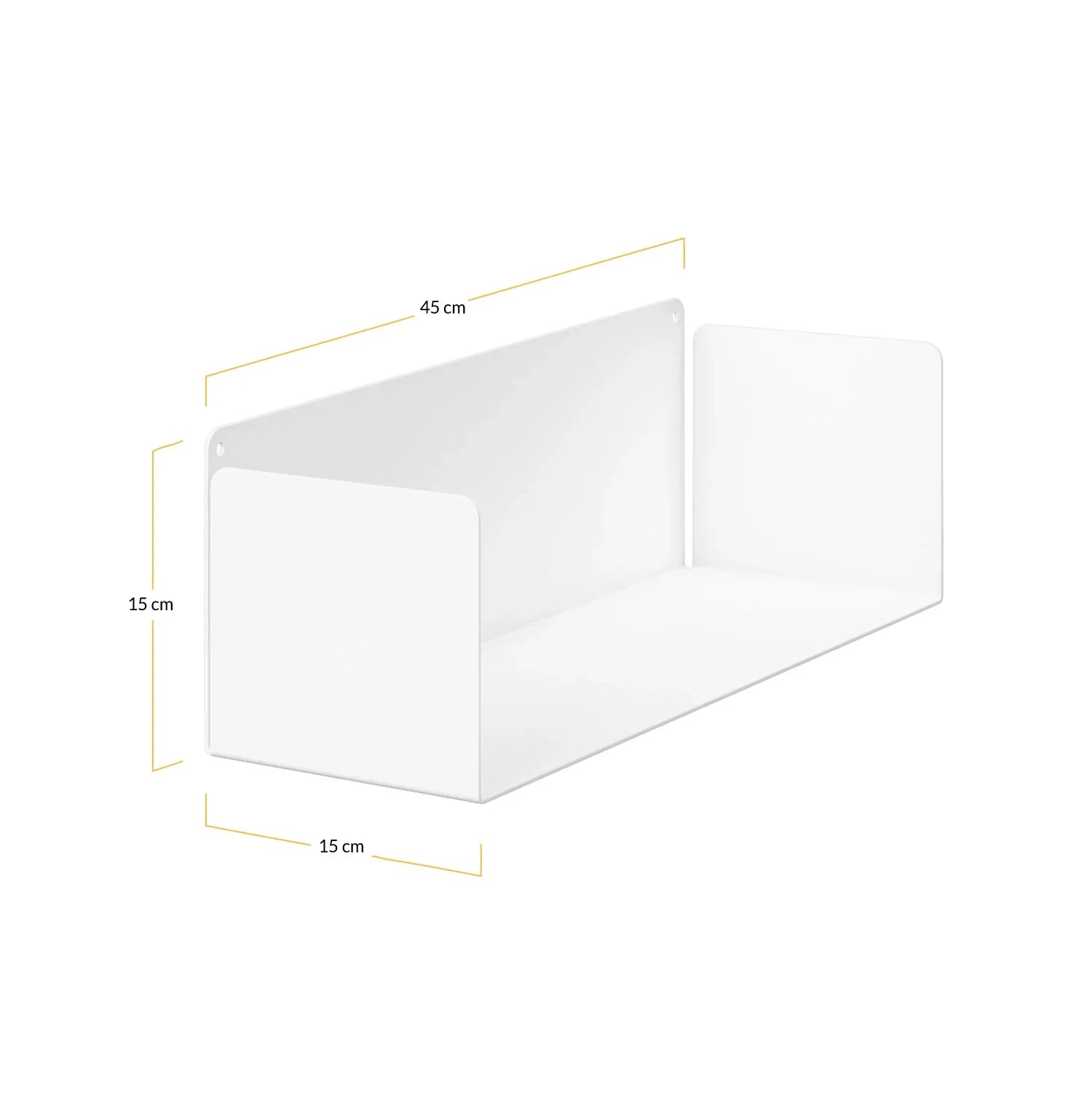 Medidas estante flotante blanco Alysa 45cm, para libros o cocina, metal