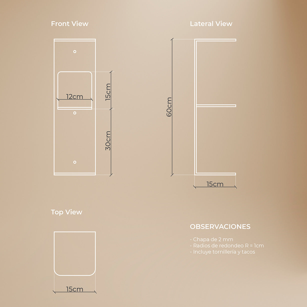 Medidas estantería vertical para libros