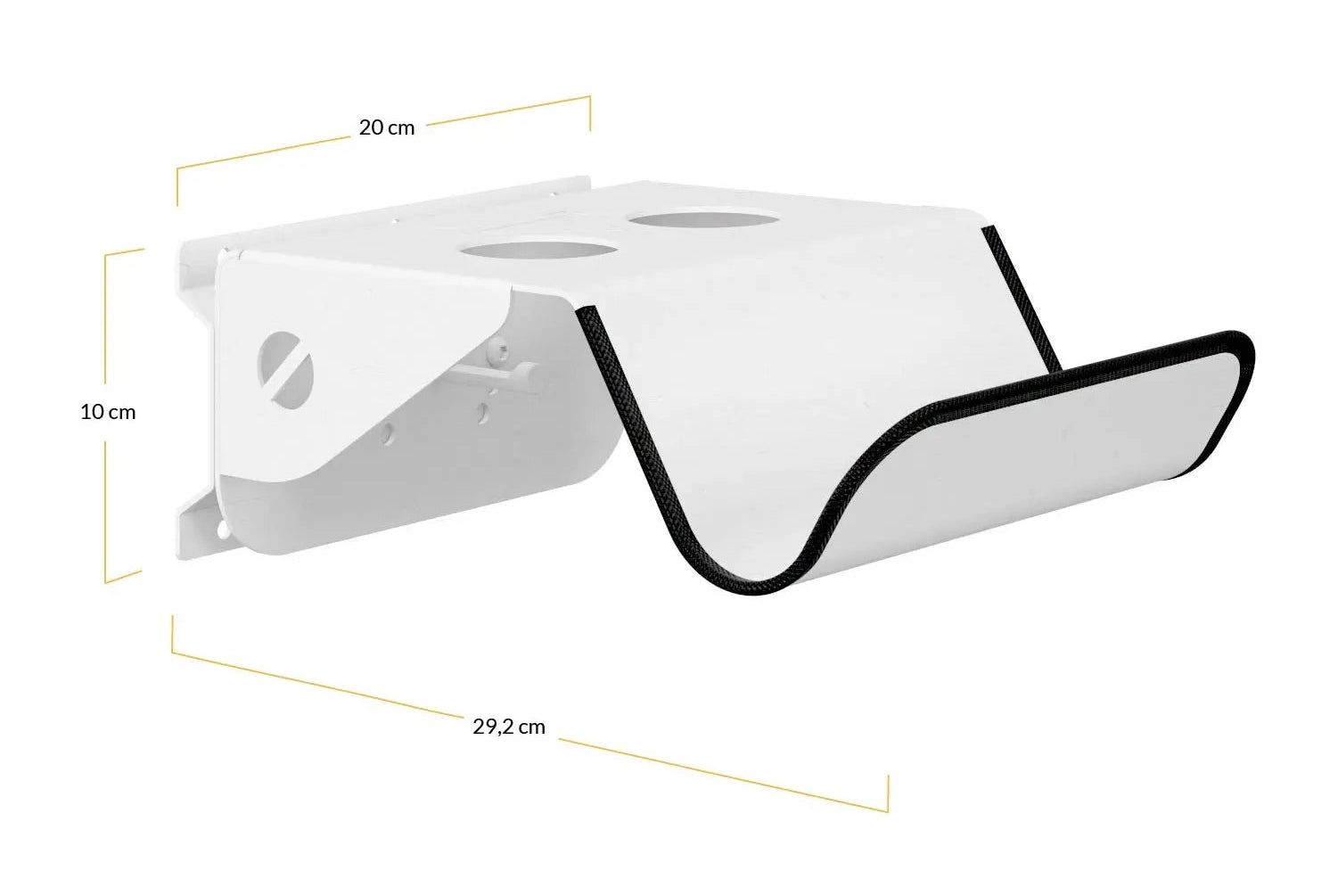 Medidas del soporte de bicis para pared de acero blanco