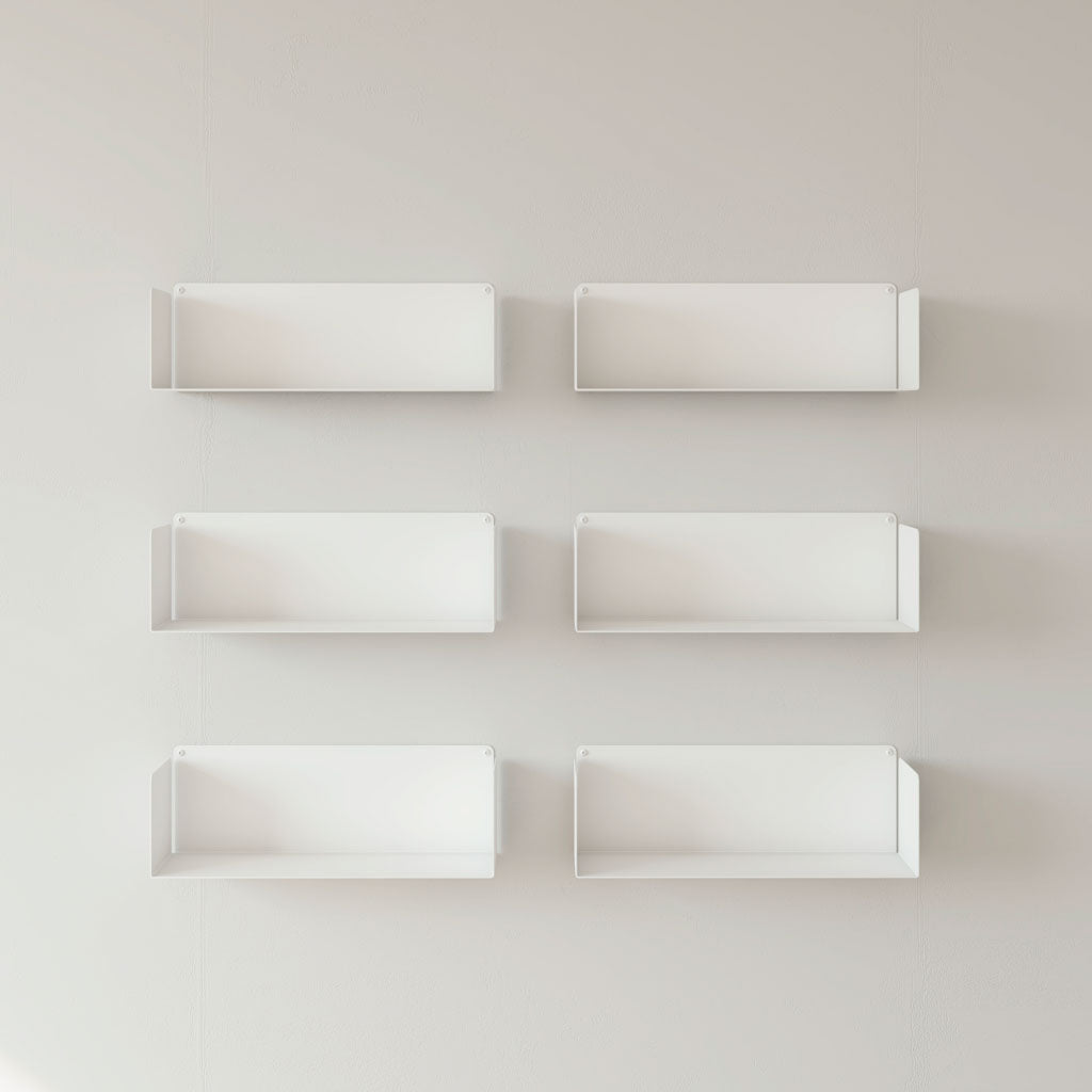 Pack 6 estanterías para cocina pared, acero blanco mate, para organizar, almacenar y decorar