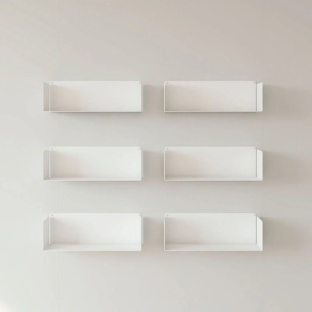 Pack 6 estanterías para cocina pared, acero blanco mate, para organizar, almacenar y decorar