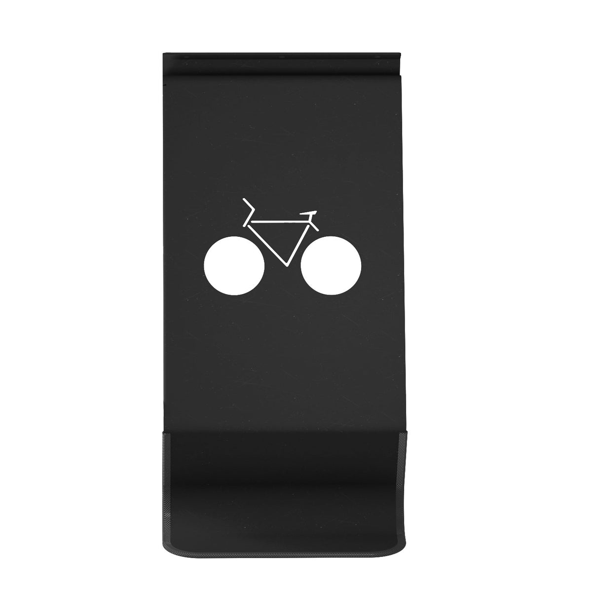 Detalle del sistema giratorio del soporte metálico de pared que permite adaptar la inclinación a diferentes cuadros de bicicleta.