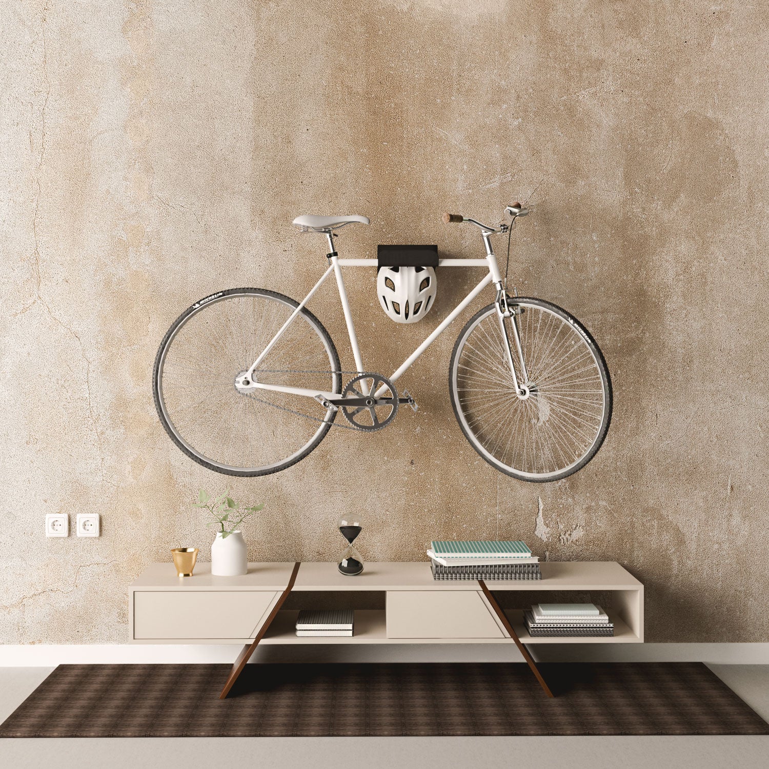 Soporte de bicicletas de metal para pared, acero negro, resistente y moderno, diseño minimalista, 30kg o más