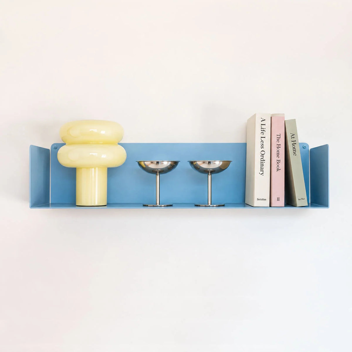 estante flotante de color azul baby, metálico para pared, libros cocina o decoración, 60cm