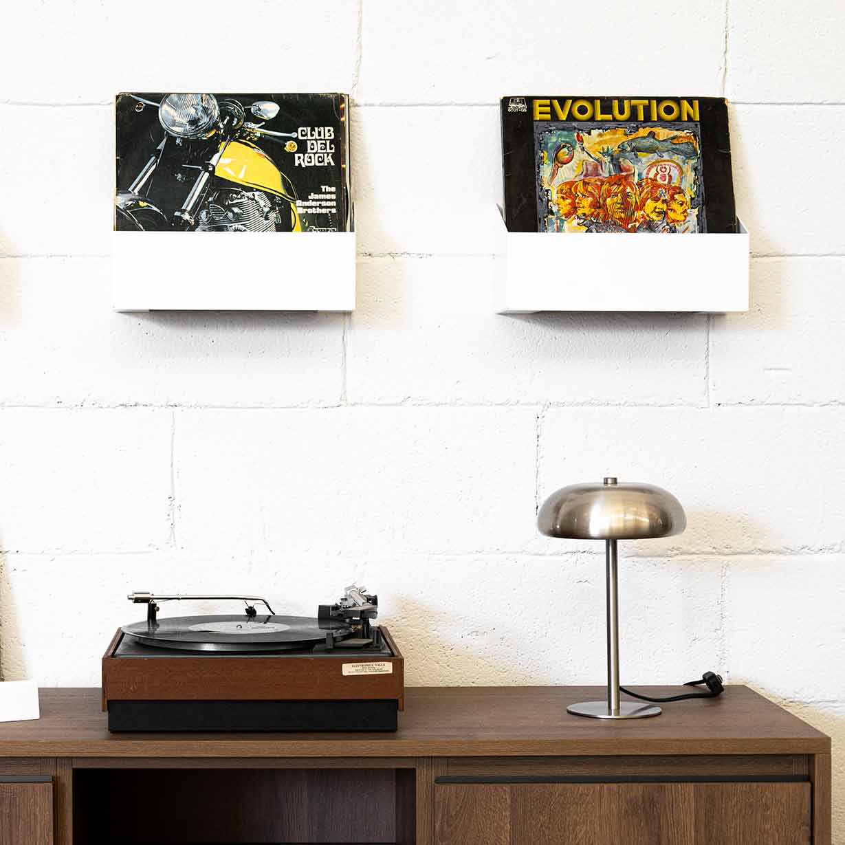 estantes flotantes blancos de pared para vinilos sobre tocadiscos, baldas para exponer discos