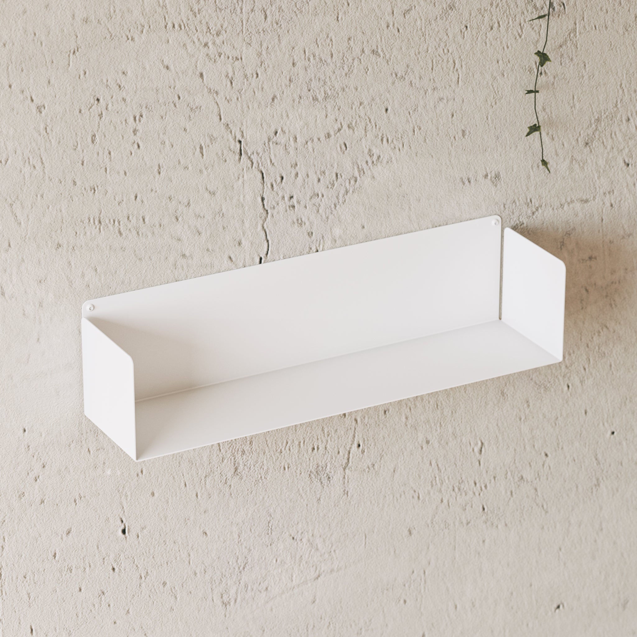Balda metálica flotante pared blanca acero