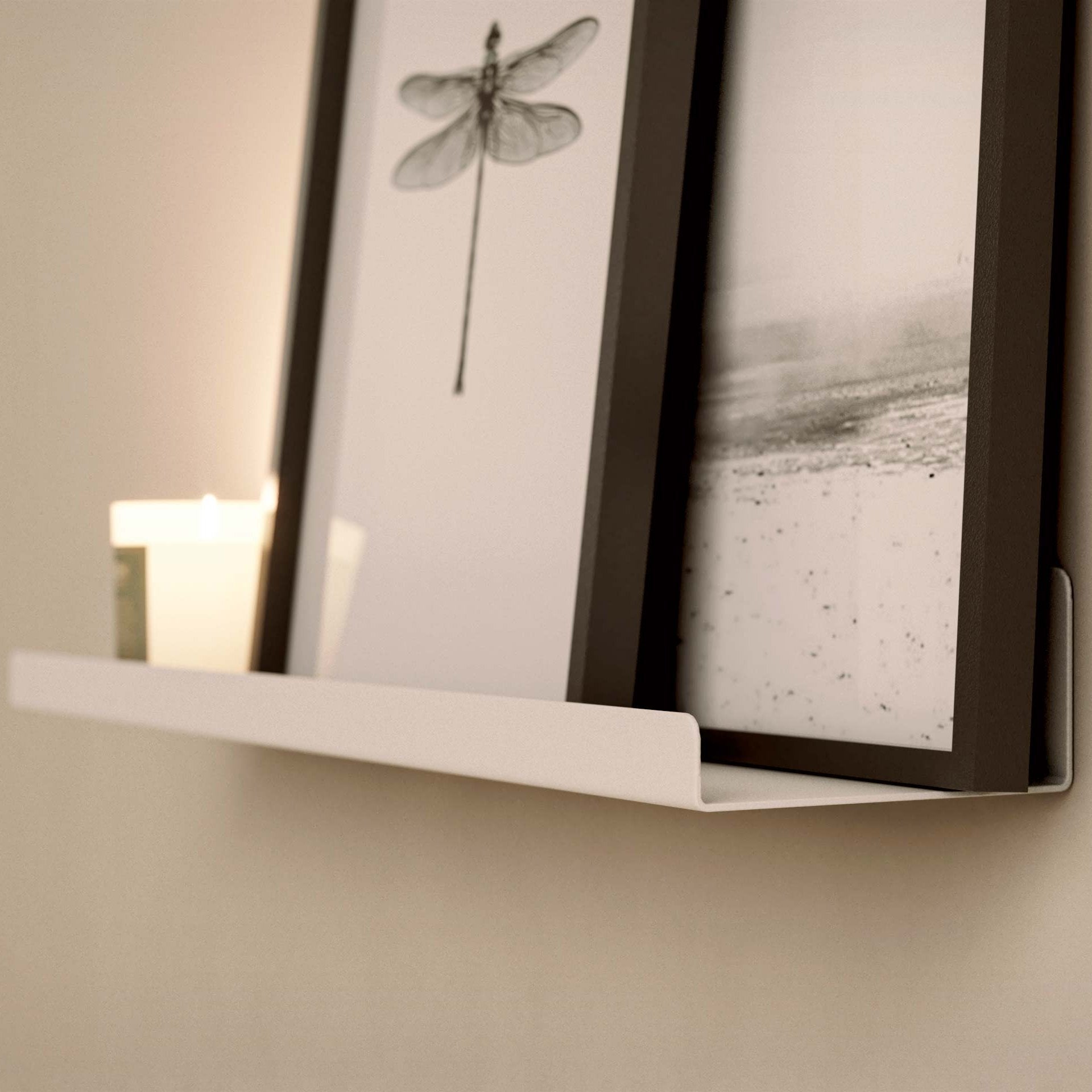 Estante para cuadros y fotografías de metal, flotante de pared, minimalista
