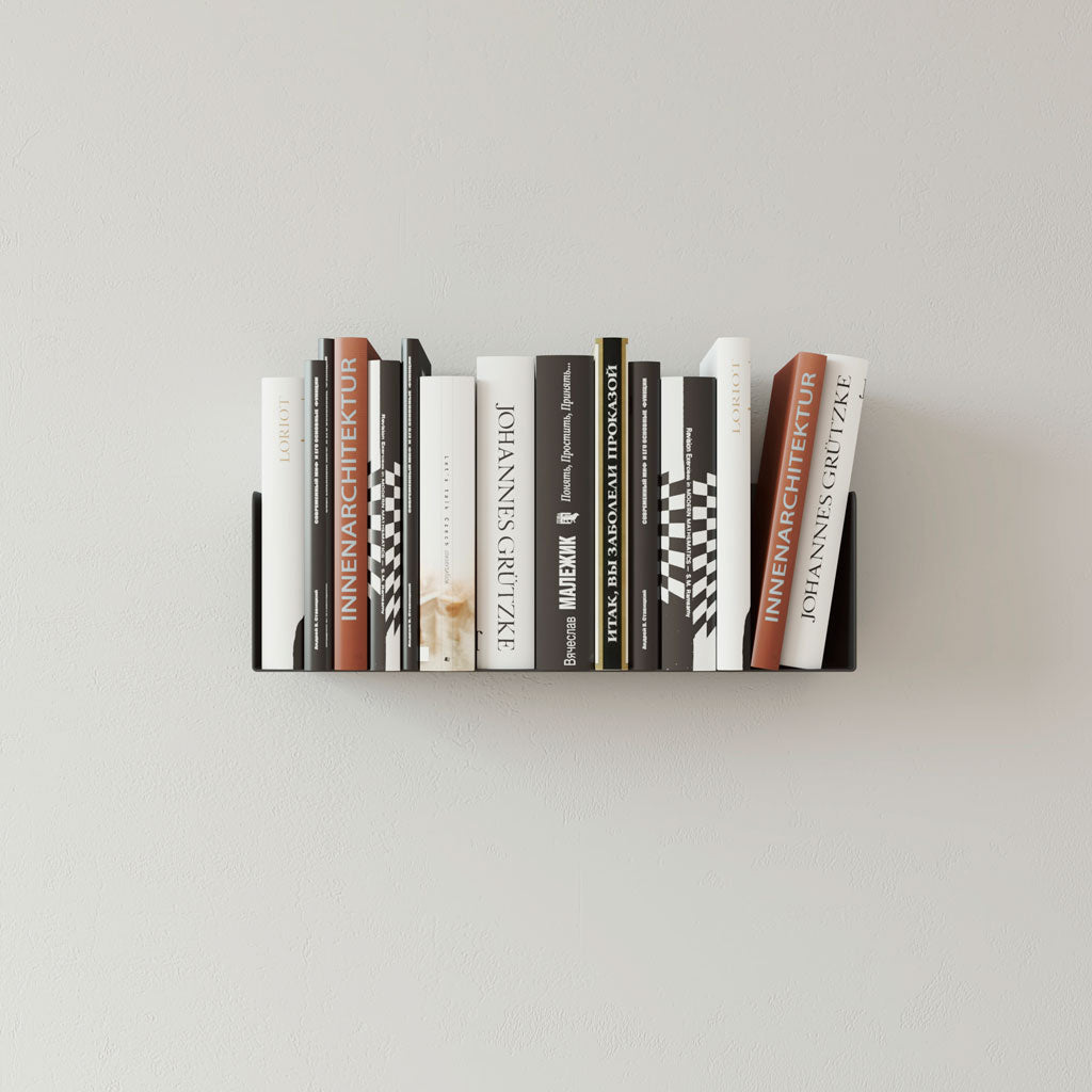 Estante para libros metálico de pared, acero negro, 45cm