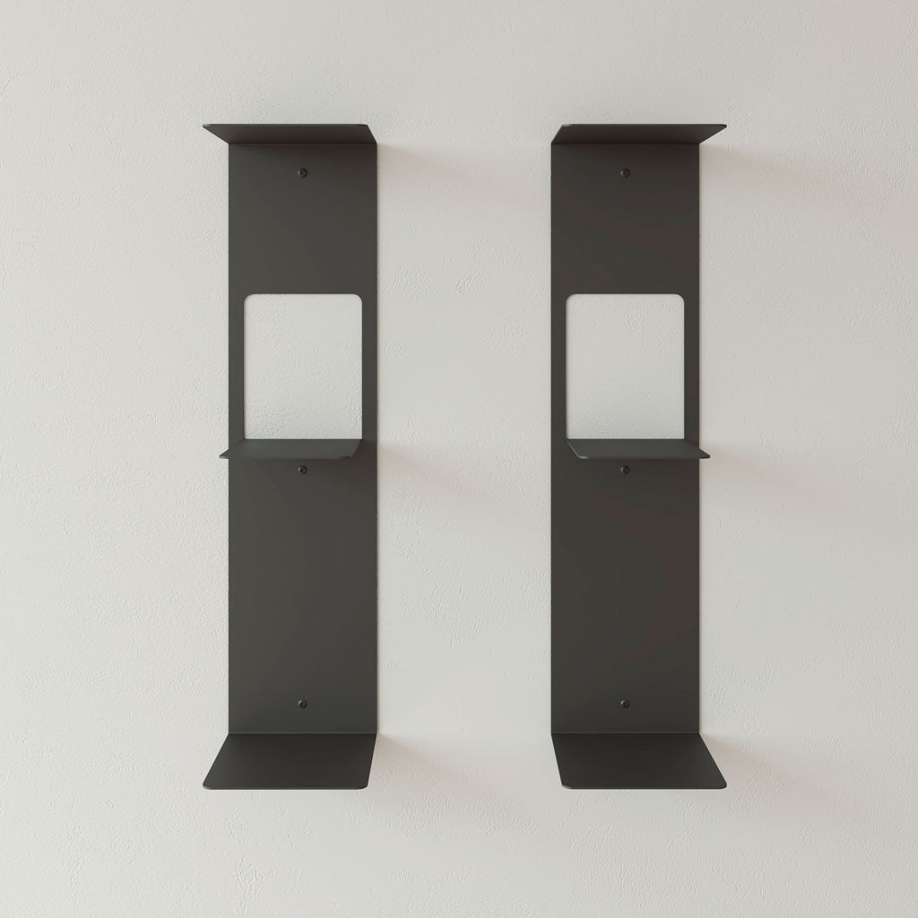 Estante vertical de libros para pared metálico negro 