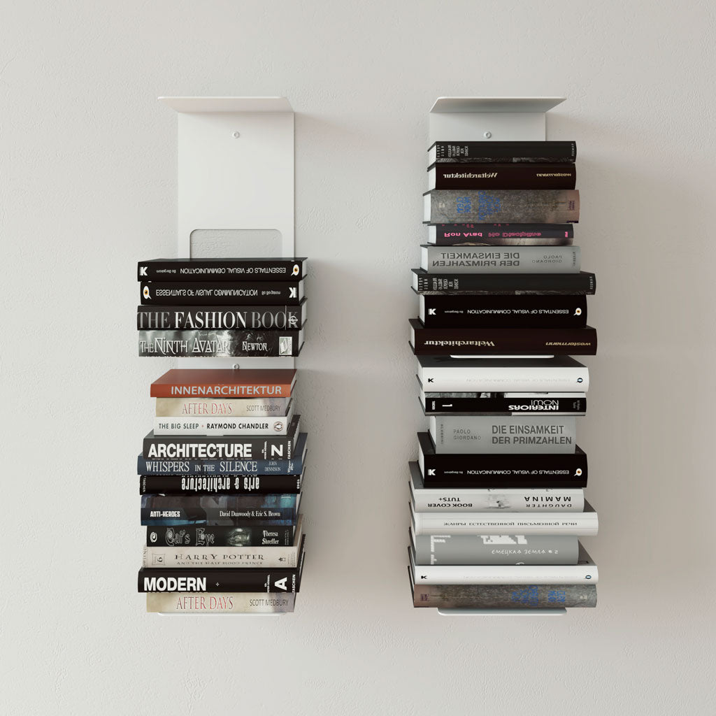 Estante vertical para libros de pared en acero blanco