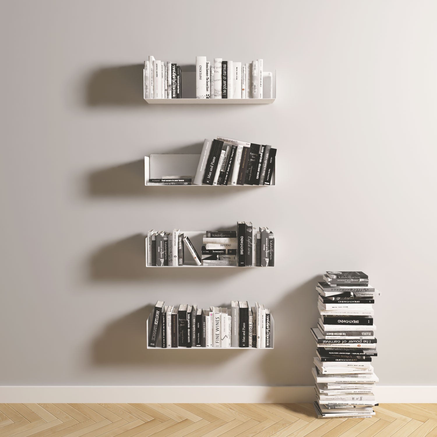 Estanterías flotantes para libros de metal Alysa 60cm blancas