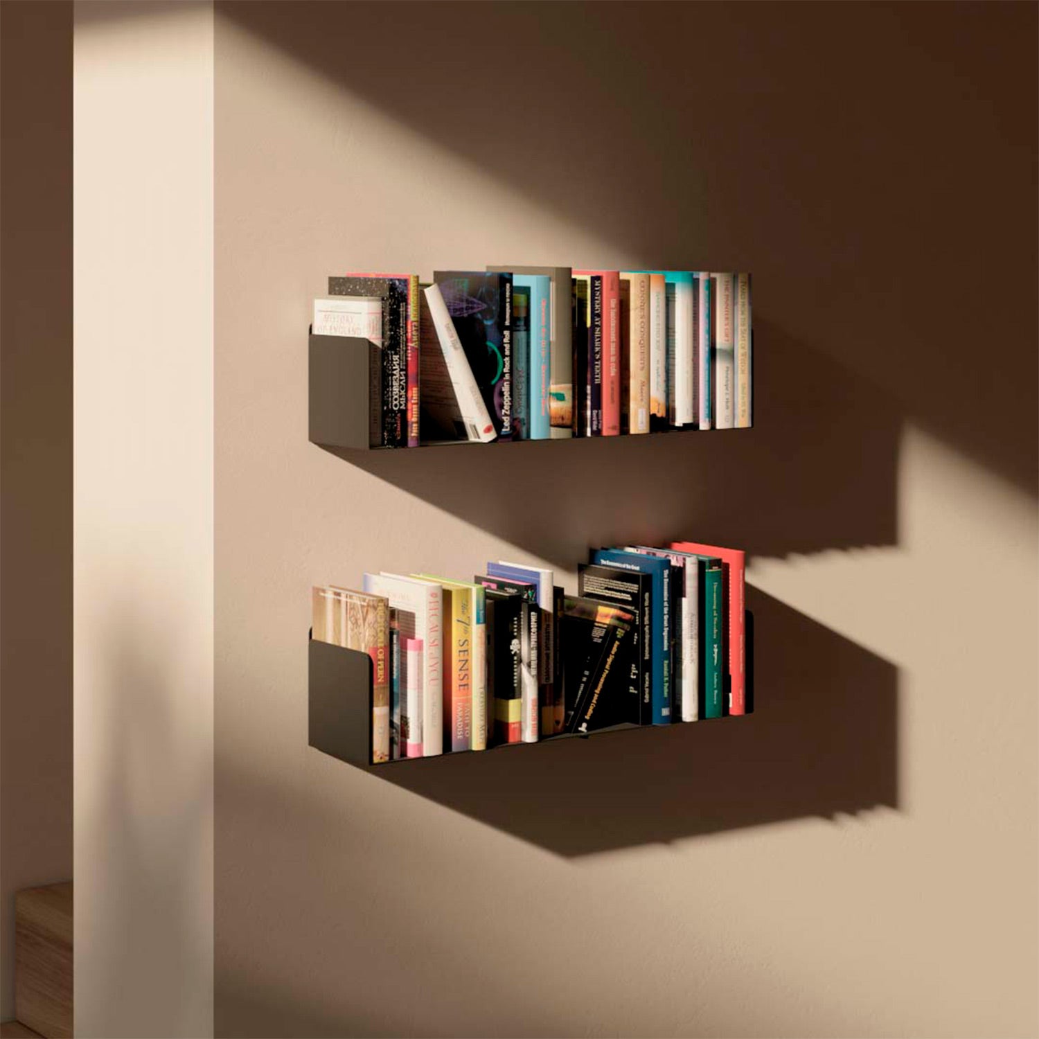 Juego 2 estantes flotantes de pared para libros, negro | Kion Home