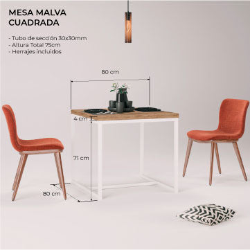 Mesa de Comedor Malva 80x80 cm