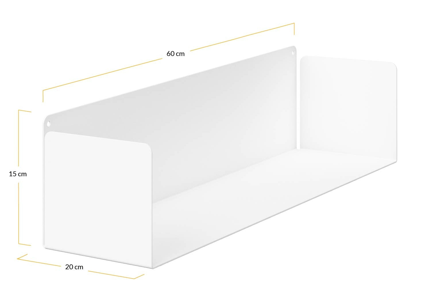 Medidas 60x20cm estante flotante metálico pared para libros grandes