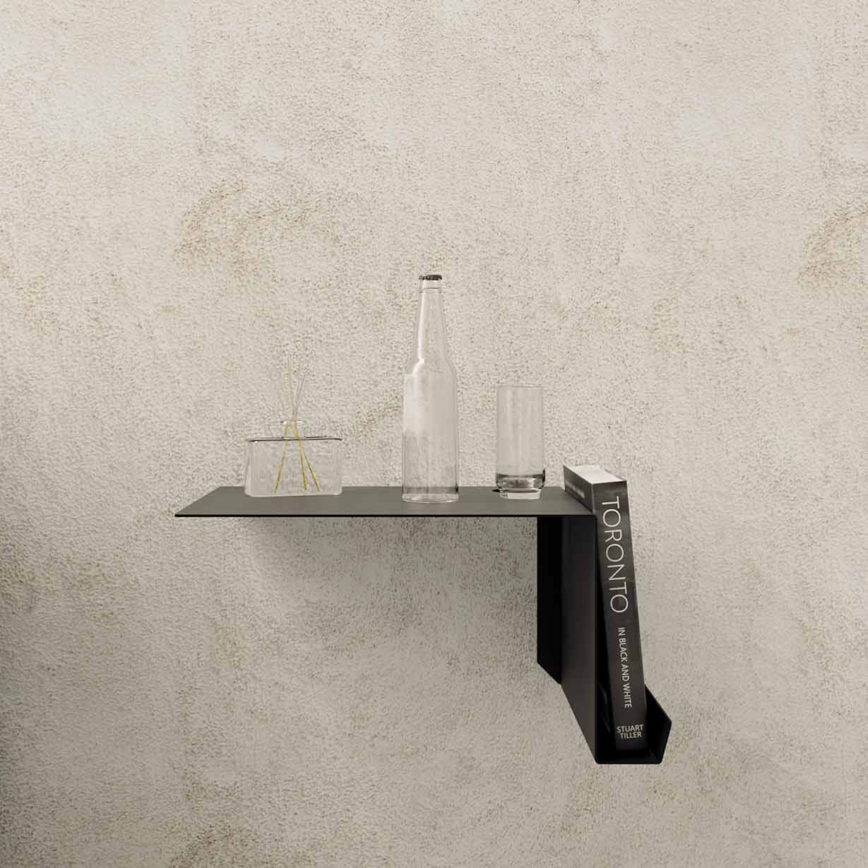 Mesita de noche flotante minimalista de metal negra