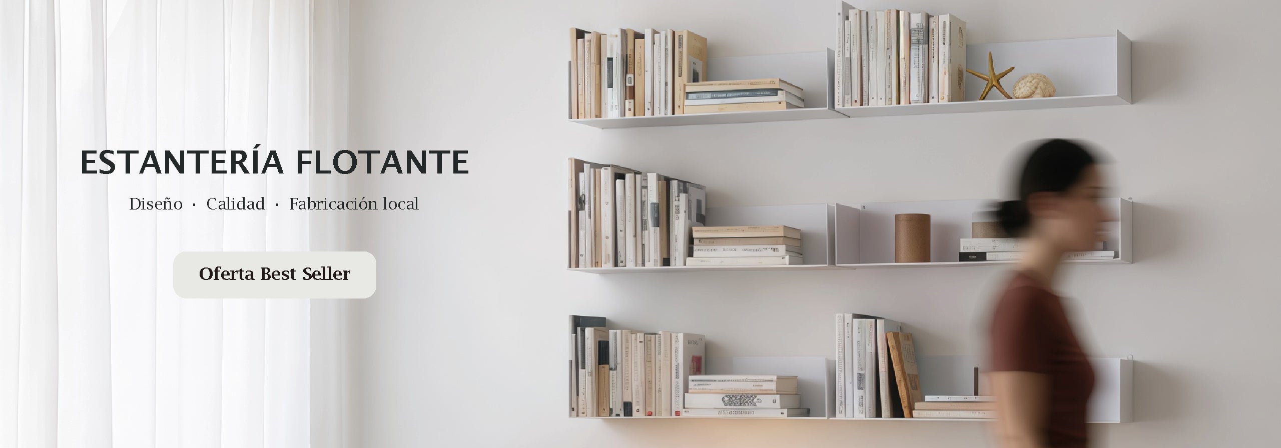 Estantería flotante metálica de pared para libros, pack en oferta, Kion Home, 60cm