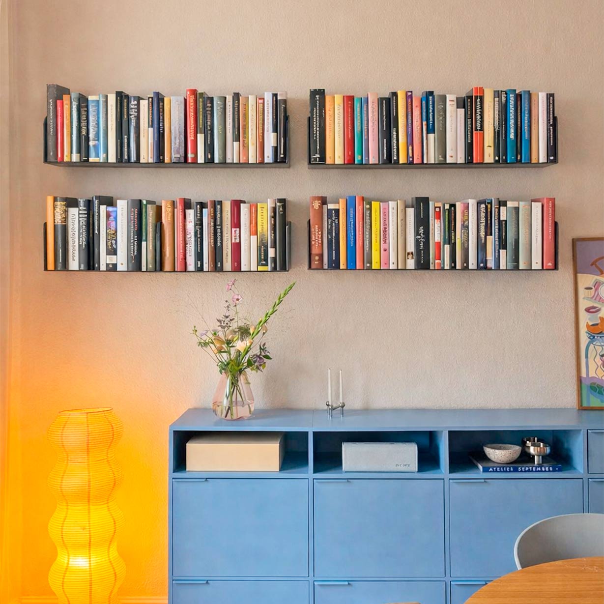 Estantes para libros de fondo 20cm, flotantes para pared, metal acero, Kion Home