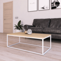 Mesa Centro Casia Rectangular Roble Miel con metal blanco