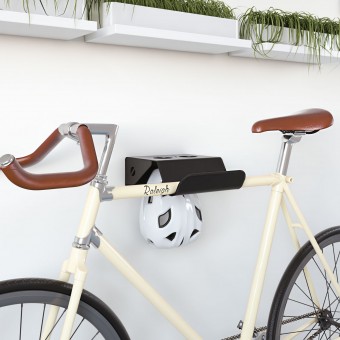 Soporte Bicicletas Pared en metal Negro con Bici y Casco