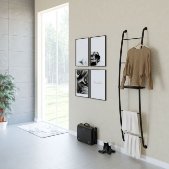 Mueble organización estantería escalera negro