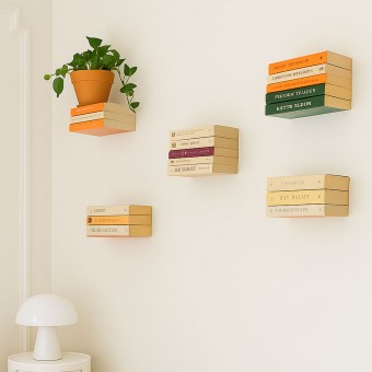 estantes flotantes invisibles pared libros