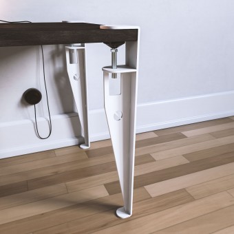 Pata de Mesa en metal Blanco - adaptable a diferentes grosores