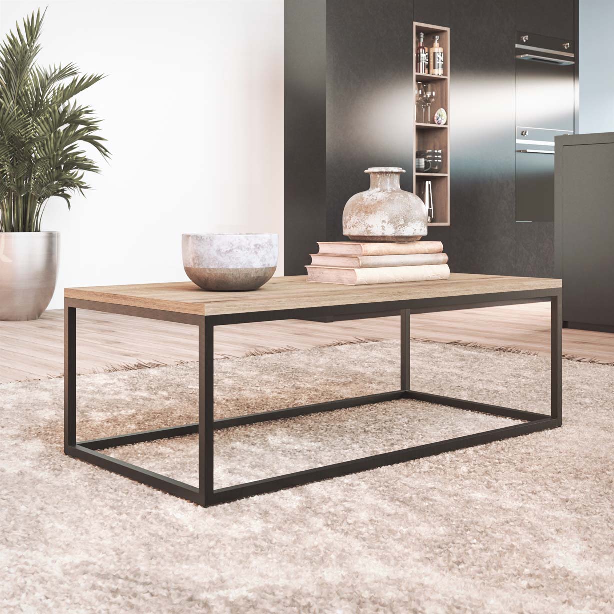 Mesa de Centro Casia II Negro y Blanco Nórdico ⭐ Kion Home