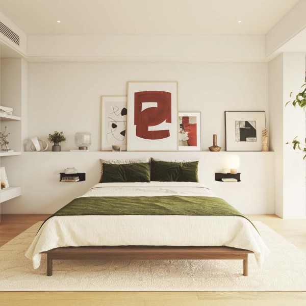 dormitorio moderno pequeño mesitas